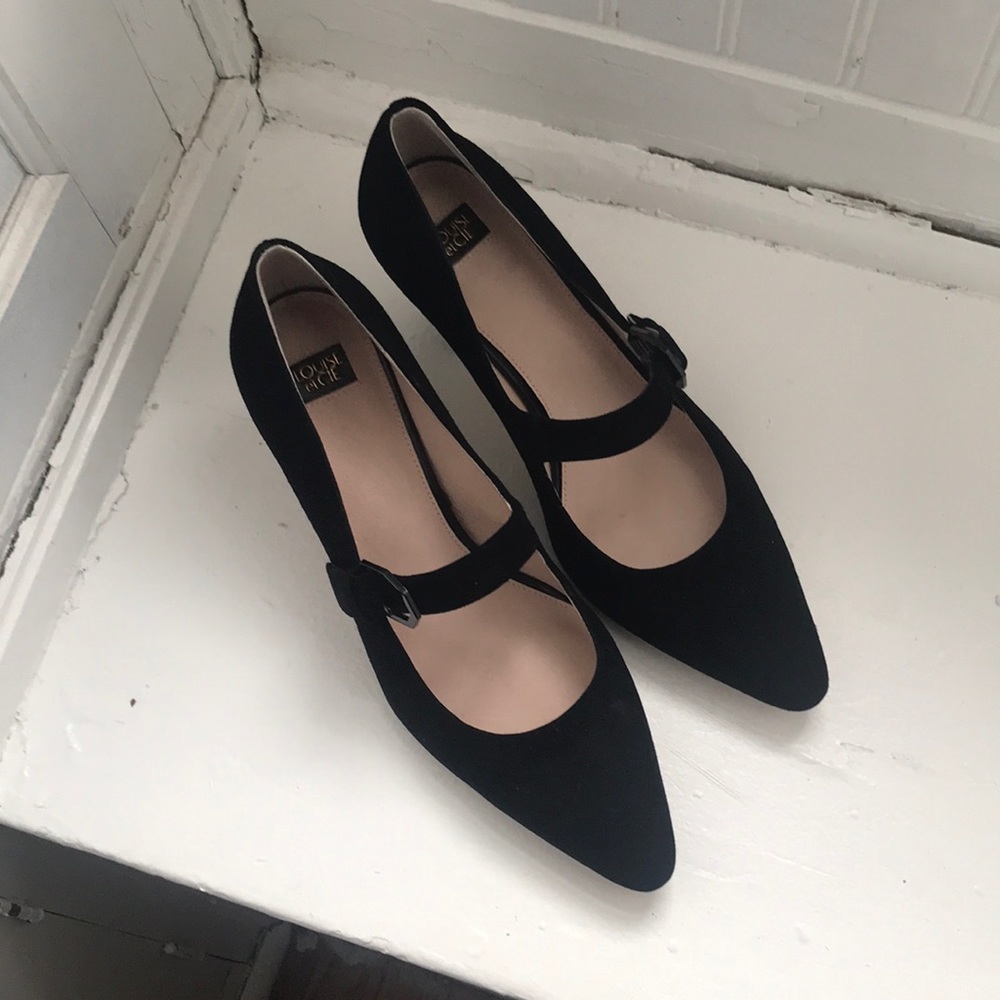 Black Suede Low Heeled Mary Janes